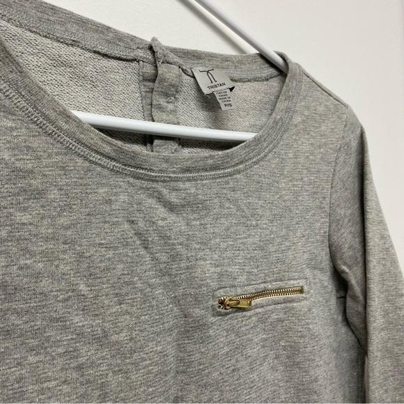Tristan Women Sparkling Gray Sweater Gold Details Chiffon Size Small - Picture 3 of 10